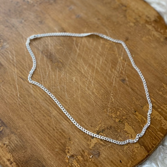 18” Flat Diamond Cut Curb SS Necklace - Picture 3 of 5